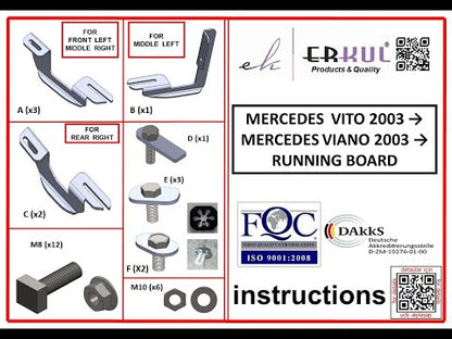 Side Steps New Vision Black (2 pcs, Aluminum) for Mercedes Vito/V-class W447 2014- - video 1