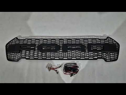 Front Grille (2015-2018, Black, LED) for Ford Ranger 2011-2022 - video 1