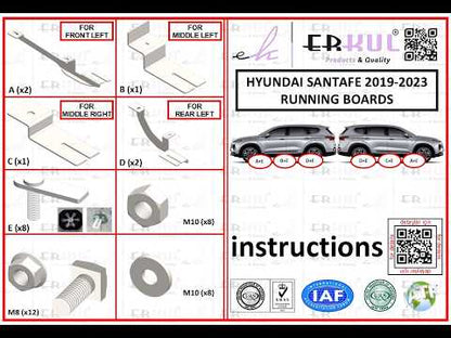 Side Steps Tayga Black (2 pcs, Aluminum) for Hyundai Santa Fe 4 2018-2023 - video 1