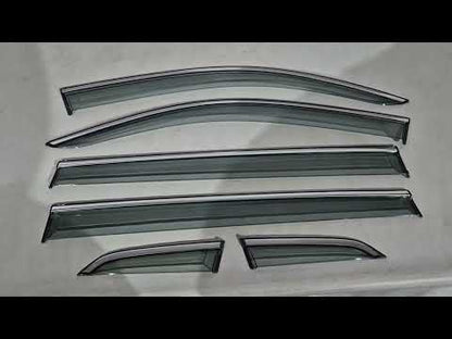 Window Deflectors with Chrome Trim Niken Luxury (Long, 6 pcs) for Volkswagen Tiguan 2016-2023 - video 1