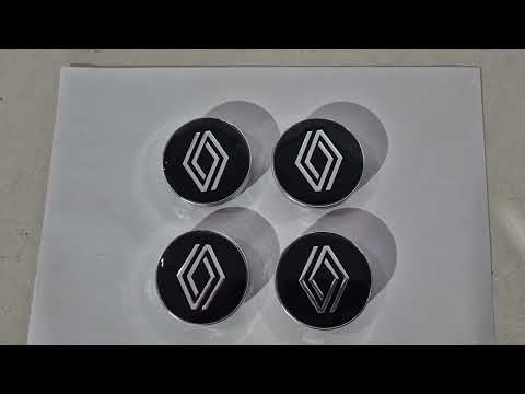 Black wheel center caps with ring (59mm to 55mm, 4 pcs) for Renault - video 1
