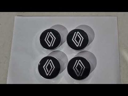 Black wheel center caps with ring (59mm to 55mm, 4 pcs) for Renault - video 1