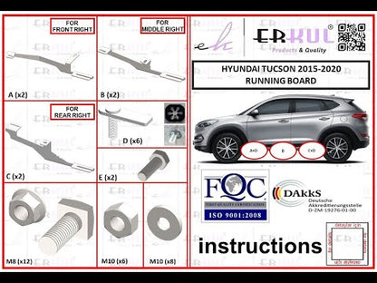 Side Steps Maya (2 pcs, Aluminum) for Hyundai Tucson TL 2016-2021 - video 2