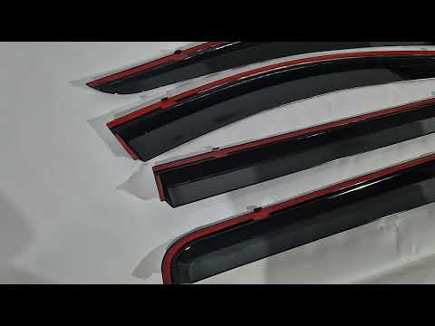 Window deflectors with chrome trim (4 pcs, Niken) for Mitsubishi L200 2015-2024 - video 1