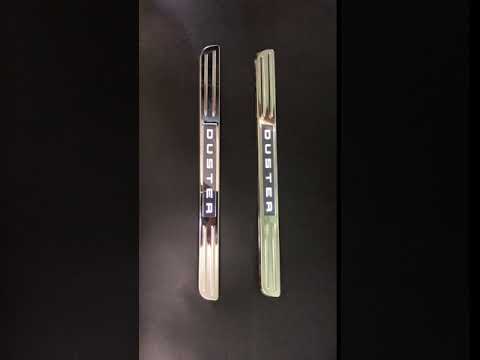 Wireless illuminated door sills (2 pcs, stainless steel) for Renault Duster 2008-2017 - video 1