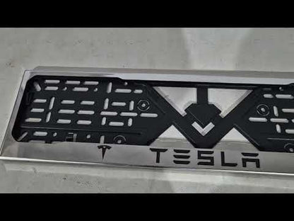 License Plate Frame Chrome (1 pc, Stainless Steel) for Tesla - video 1