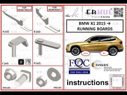 Side Steps Bosphore Black (2 pcs, Aluminum) for BMW X1 F48 2015-2022 - video 1
