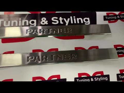 Door Sill Protectors V1 (Carmos, 2 pcs, Stainless Steel) for Peugeot Partner 1996-2008 - video 1