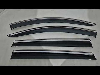 Window Deflectors with Chrome Trim Niken Luxury (4 pcs) for Hyundai Santa Fe 4 2018-2023 - video 1