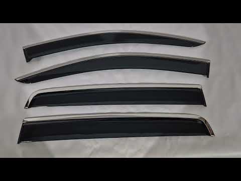Window Deflectors with Chrome Trim Niken Luxury (2015-2022, 4 pcs) for Ford Ranger 2011-2022 - video 1