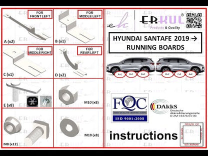 Side Steps Maydos V1 (2 pcs, Aluminum & Stainless Steel) for Hyundai Santa Fe 4 2018-2023 - video 2