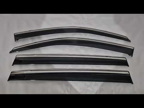 Window deflectors with chrome trim (4 pcs, Niken) for Toyota Highlander 2013-2019 - video 1
