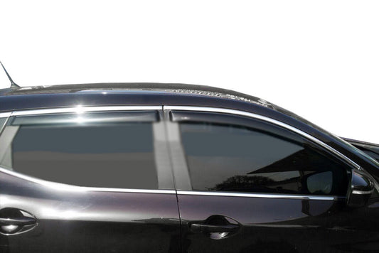 Window deflectors with chrome trim (4 pcs, HIC) for Nissan Qashqai 2014-2021 - image 1