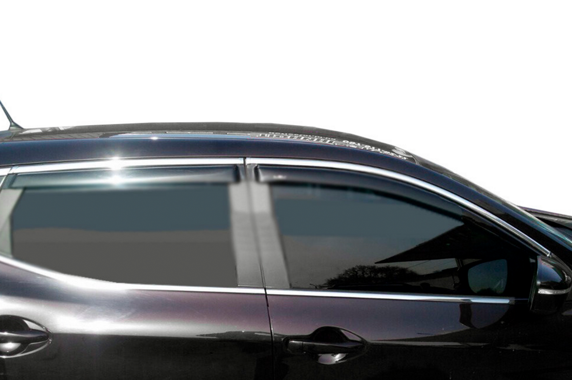 Window deflectors with chrome trim (4 pcs, HIC) for Nissan Qashqai 2014-2021 - image 11