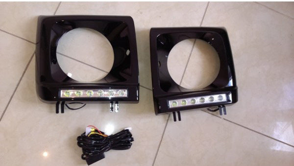 Headlight covers with LED (6 diodes, set) for Mercedes G сlass W463 1990-2018 - image 3