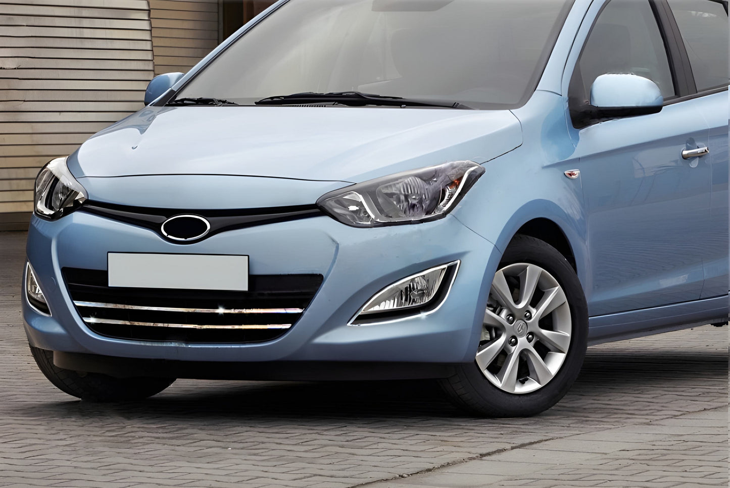 Grille trim strips (2 pcs, stainless steel) for Hyundai I-20 2012-2014 - image 1
