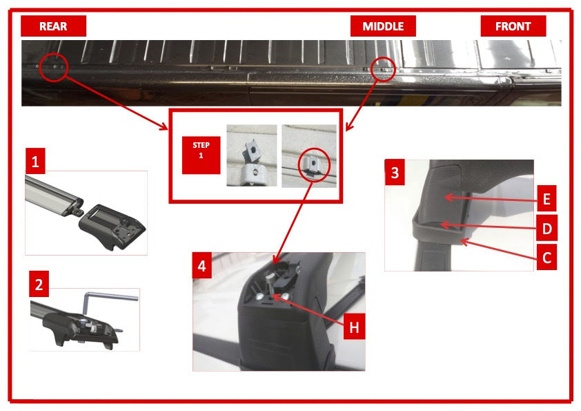 Lockable roof bars for original mounting points (2 pcs) for Opel Vivaro 2001-2015 - image 3