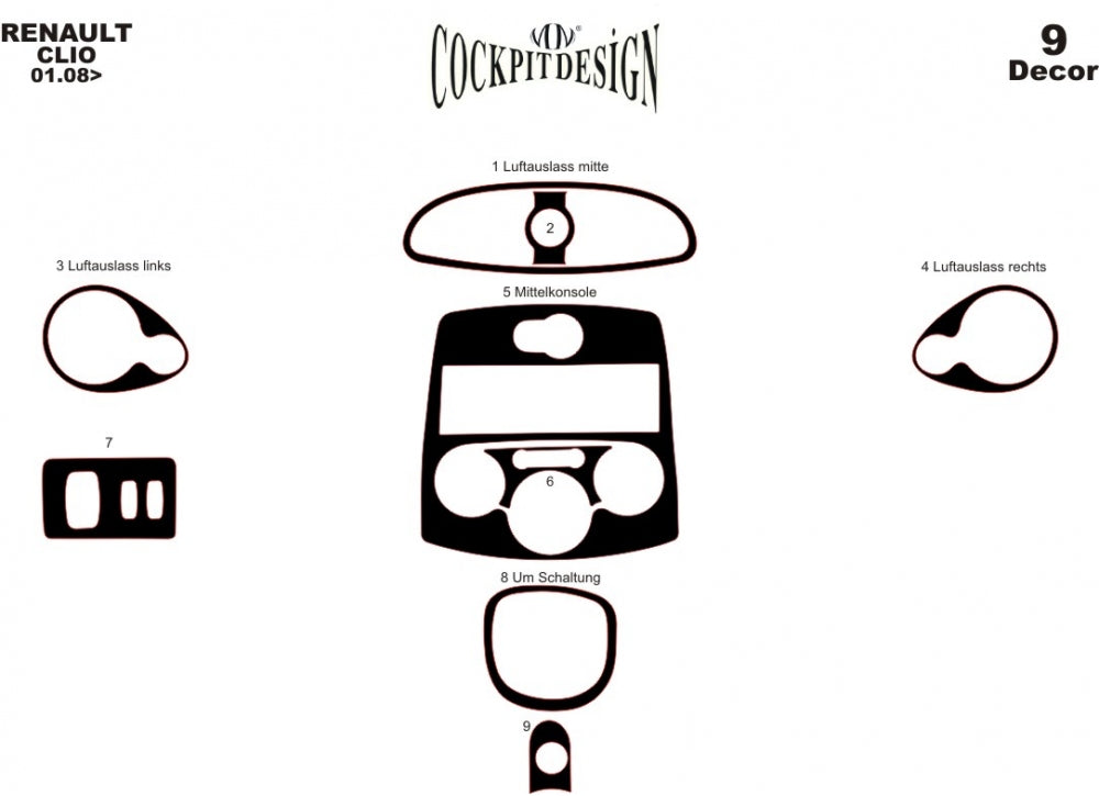 Dashboard Trim Covers 2008-2012 for Renault Clio III 2005-2012 - image 5