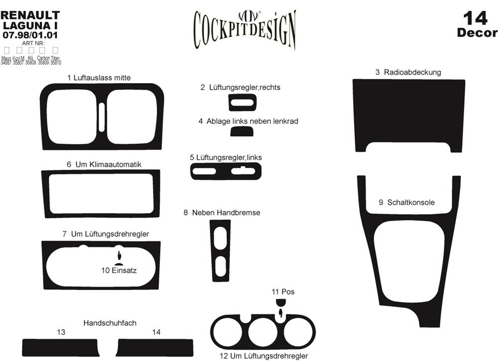 Dashboard Trim Meric (1998-2001) for Renault Laguna 1994-2001 - image 3