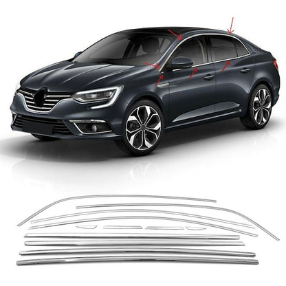 Full Window Trim (Sedan, 12 pcs, Stainless Steel) for Renault Megane IV 2016-2025 - image 1