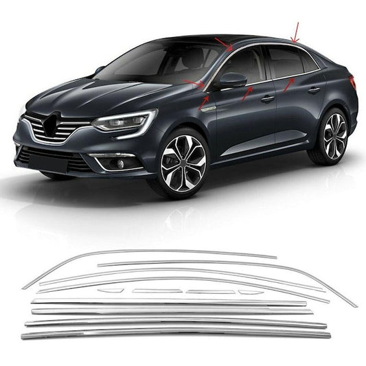 Full Window Trim (Sedan, 12 pcs, Stainless Steel) for Renault Megane IV 2016-2025 - image 1