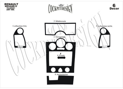 Dashboard Trim Covers 6 pcs (Meric, Turkey) for Renault Megane II 2004-2009 - image 3