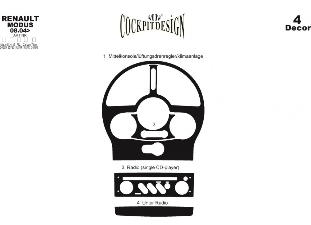 Dashboard Trim Covers (Meric, Turkey) for Renault Modus 2005-2012 - image 4