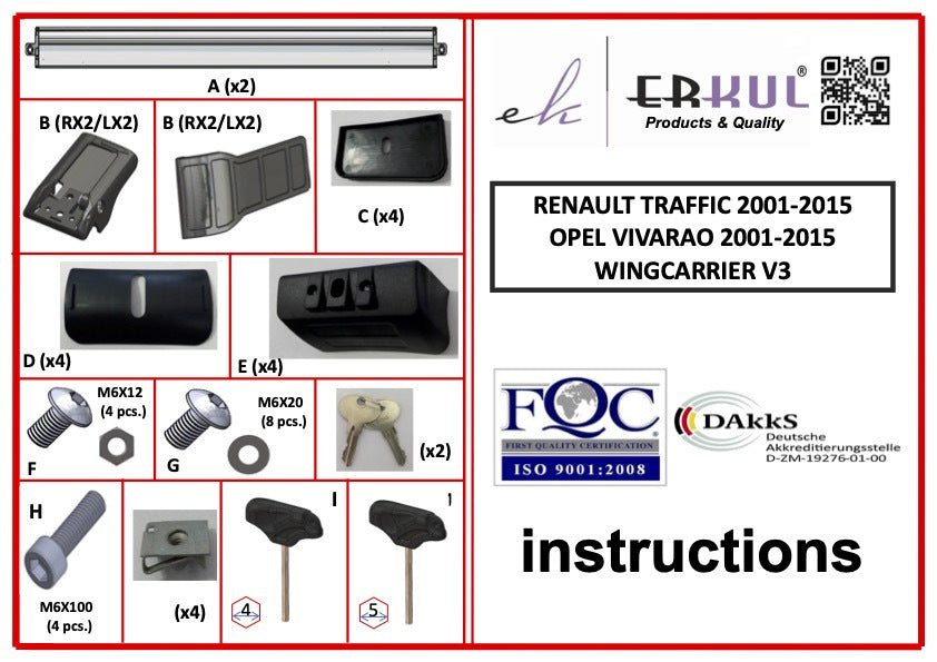 Lockable roof bars for original mounting points (2 pcs) for Opel Vivaro 2001-2015 - image 5