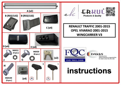 Lockable roof bars for original mounting points (2 pcs) for Renault Trafic 2001–2015 - image 5