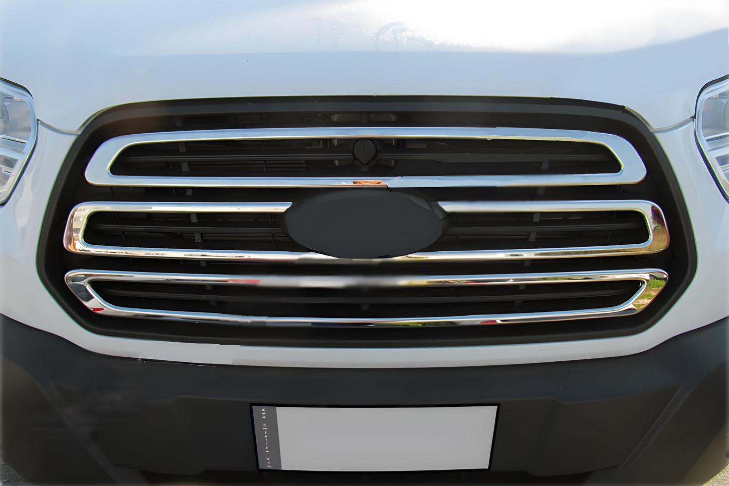 Chrome Grille Covers (2014-2018, 3 pcs, Stainless Steel) for Ford Transit 2014- - image 1