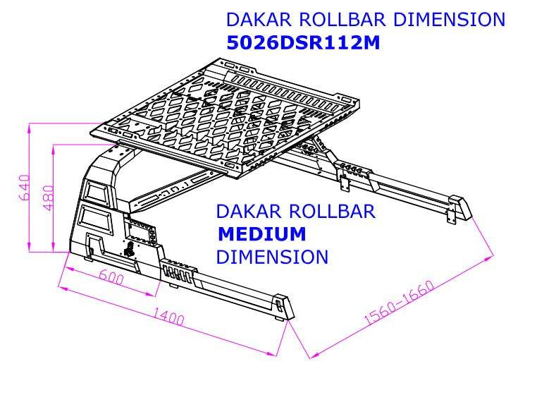 Roll bar with a Dakar basket (without blinds) for Isuzu D-Max 2019↗ - Reelken Auto