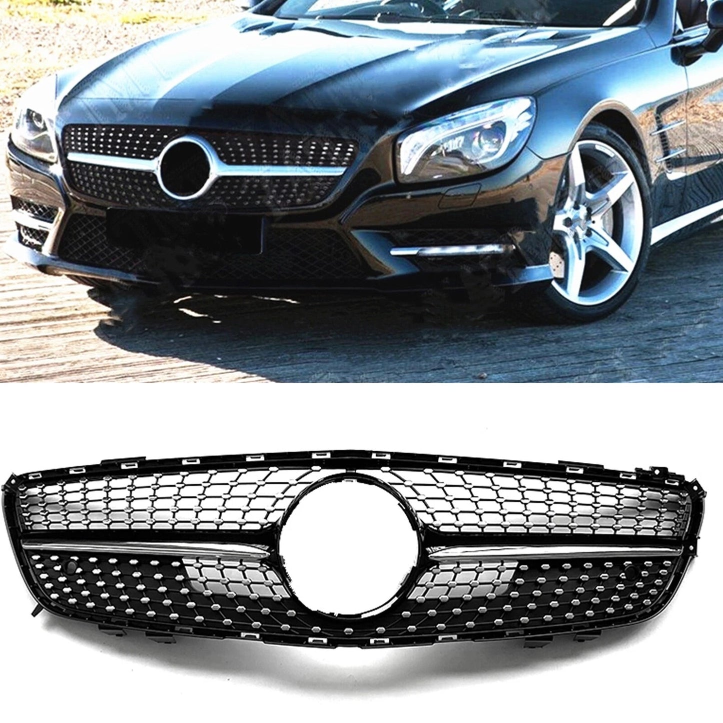 Front Grille Diamond Black (2012-2016) for Mercedes SL R231 2012-2020 - image 1