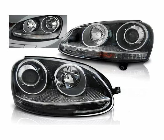 Front headlights with lens Silver (2 pcs) for Volkswagen Golf 5 2003-2009 - image 1