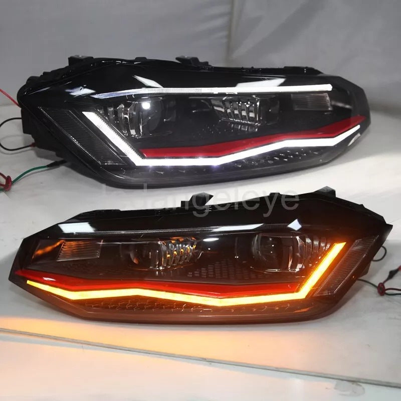 Full LED Headlights Red (2 pcs) for Volkswagen Polo 2017- - image 1