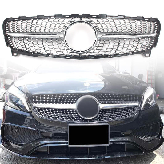 Front Grille Diamond Silver (2015-2018) for Mercedes A-сlass W176 2012-2018 - image 1