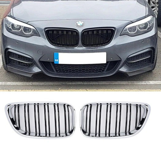 Kidneys M-Look (Gloss Black with Chrome Trim) for BMW 2 Series F22/F23 2014-2021 - image 2