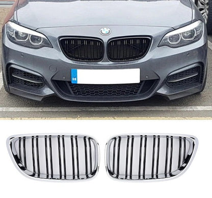 Kidneys M-Look (Gloss Black with Chrome Trim) for BMW 2 Series F22/F23 2014-2021 - image 2