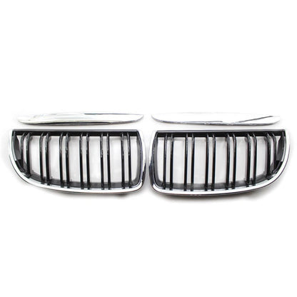 Kidney Grilles M-Look (for E-90/91 2005-2008, Gloss Black with Chrome Trim) for BMW 3 Series E90/E91 2005-2011 - image 2