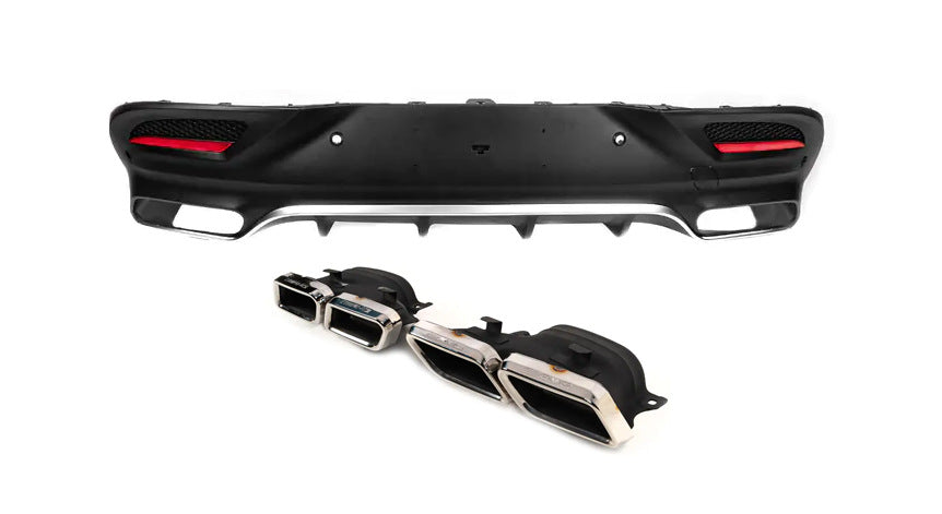 Rear diffuser with tips Silver (GLE63 design) for Mercedes GLE coupe C292 2015-2019 - image 1
