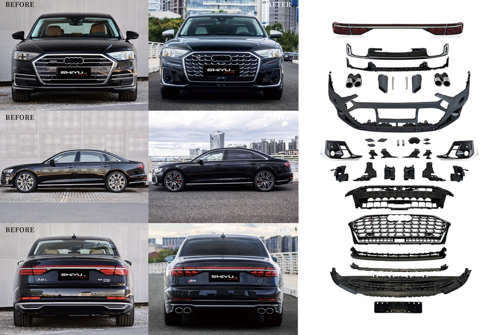 Restyling kit without replacing headlights (For S8 2025) for Audi A8 2018- - image 1