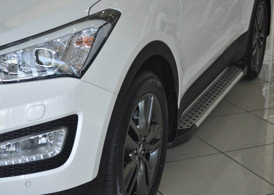 Side sills Allmond Grey (2 EA., alum.) for Hyundai Santa Fe 3 2012-2018 - Reelken Auto
