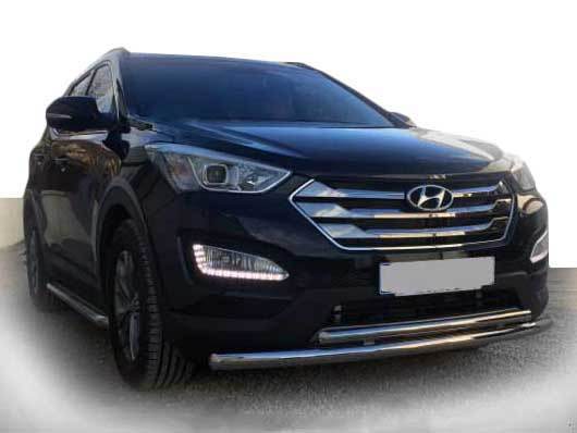 Front arc ST014 (stainless) for Hyundai Santa Fe 3 2012-2018 - Reelken Auto