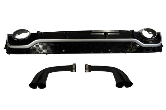 Rear Diffuser with Exhaust Tips QRS-Style (2020+, Gray/Black, 2.0/3.0) for Audi Q7 2015- - image 1