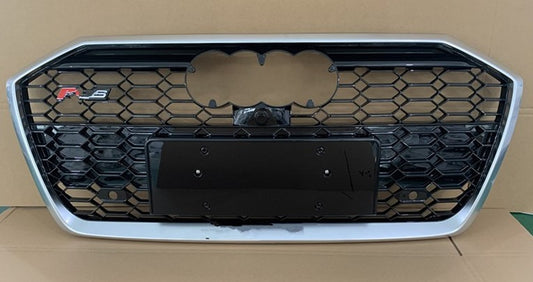 RS-style front grille (black with chrome) for Audi A6 C8 2018- - image 1