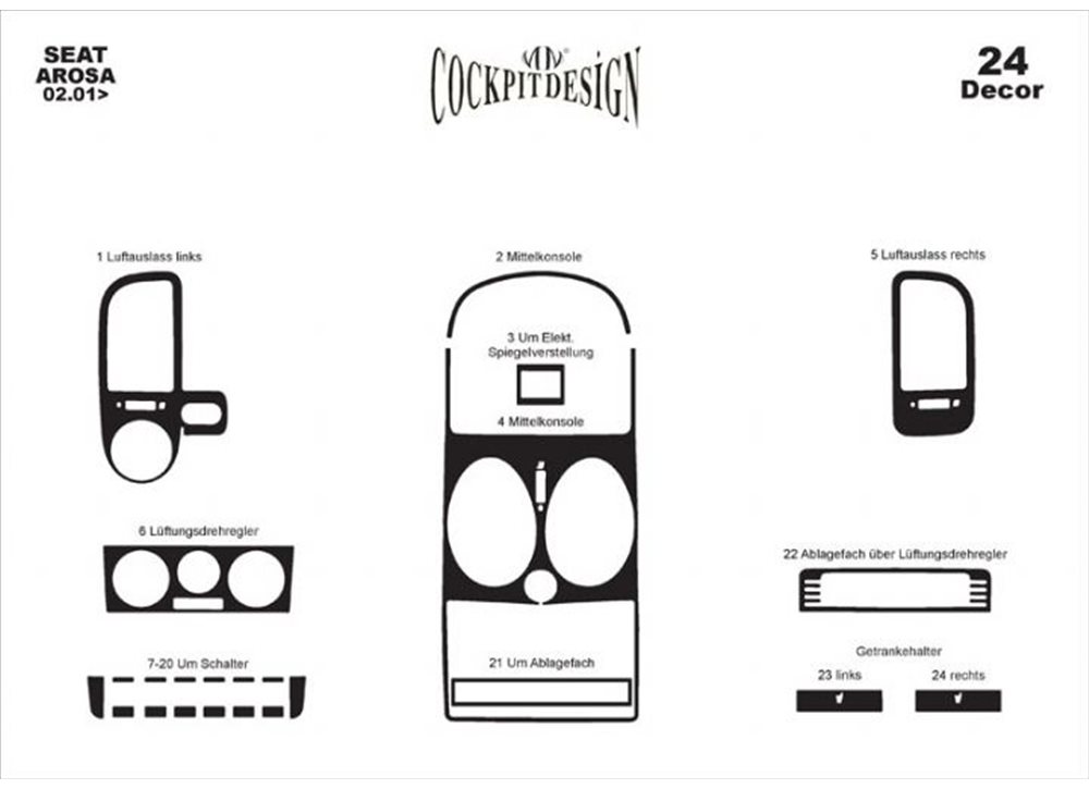 Dashboard Trim Covers (Meric, Turkey) for Seat Arosa 1997-2005 - image 1
