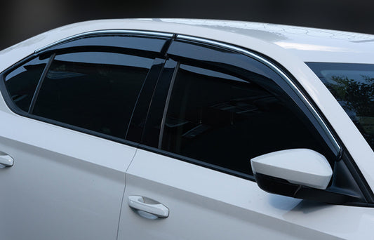 Window Deflectors with Chrome Trim SD (4 pcs, Sunplex Chrome) for Skoda Superb 2015-2024 - image 1