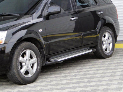 Side sills Allmond Grey (2 EA., alum.) for Kia Sorento I BL 2002-2009 - Reelken Auto
