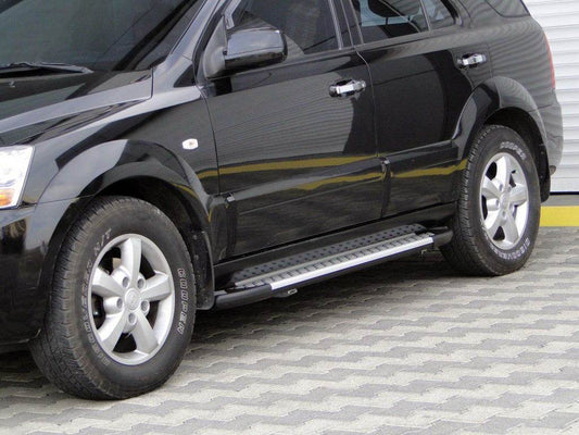 Side sills Allmond Grey (2 EA., alum.) for Kia Sorento I BL 2002-2009 - Reelken Auto