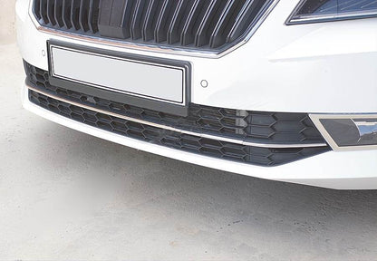 Lining on the front bumper OmsaLine (3 pieces, stainless.) for Skoda Superb 2015-2024 - Reelken Auto