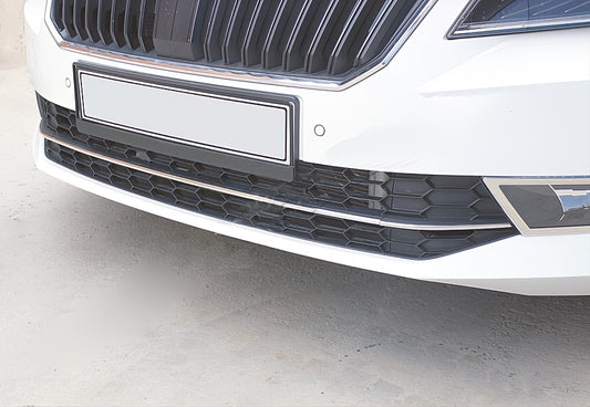 Front Bumper Covers OmsaLine (3 pcs, Stainless Steel) for Skoda Superb 2015-2024 - image 1